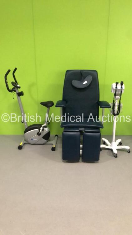 Mixed Lot Including 1 x Unknown Make Electric Examination Chair with Controller,1 x Pro Fitness Exercise Bike and 1 x Welch Allyn Otoscope/Ophthalmoscope with 2 x Handpieces and 2 x Head Attachments