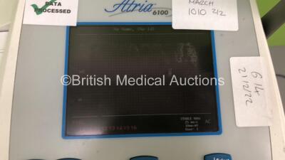 2 x Burdick Atria 6100 ECG Machines on Stands with 2 x 10-Lead ECG Leads (Both Power Up) * SN A6100-001698 / A6100-004165 * - 3