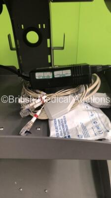 2 x Burdick Atria 6100 ECG Machines on Stands with 2 x 10-Lead ECG Leads (Both Power Up) * SN A6100-001698 / A6100-004165 * - 6