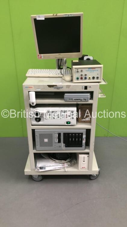 Kay Pentax Stack Trolley Including CTX Monitor,Kay Pentax Swallowing Signals Lab,Gaeltec Pressure Transducer,Pentax EPK-100p Light Source/Processor,UPS Unit,CPU and Accessories (Powers Up-Hard Drive Removed on CPU) *IR351* * SN 48449 / EB011372 / 43962 *