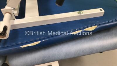 1 x Plinth 2000 3-Way Electric Patient Examination Couch with Controller and 1 x Huntleigh Akron Hydraulic Patient Couch (1 x Powers Up,1 x Hydraulics Not Working-Damage to Cushions-See Photos) - 3