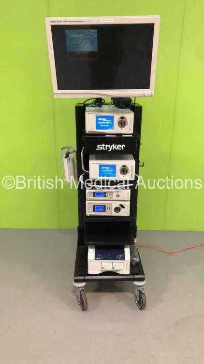 Stryker Stack System Including Stryker Vision Elect HDTV Surgical Viewing Monitor,2 x Stryker Pneumo Sure High Flow Insufflator,Stryker 1188 HD Camera Control Unit,Stryker X8000 Light Source Unit and Stryker SDP1000 Digital Color Printer (Powers Up)
