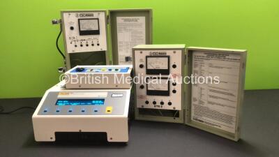 Job Lot Including 1 x Fluke Biomedical 454A Electrosurgical Analyzer *Software Version 02.24* with Patient Return Contact Monitor and Fault Test Module (Powers Up), 1 x Eschmann ETS2 Electrosurgical Test Set and 1 x Eschmann ETS3 Electrosurgical Test Set 