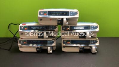 Job Lot Including 3 x Carefusion Alaris GS Syringe Pumps (All Power Up with "Syringe Clamp SC3 Sensor Faulty" Message) and 2 x Cardinal Health Alaris GS Syringe Pumps (1 x Powers Up, 1 x Powers Up with Blank Screen) *800113697 / 800107436 / 800107373 / 80