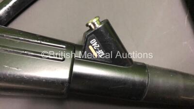 Olympus TJF-240 Video Duodenoscope in Case - Engineer's Report : Optical System - No Fault Found, Angulation - Not Reaching Specification, To Be Adjusted, Insertion Tube - No Fault Found, Light Transmission - No Fault Found, Channels - No Fault Found, Lea - 3