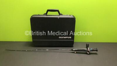 Olympus LF-GP Laryngoscope with Olympus MAJ-524 Portable Light Source (Powers Up) in Case - Engineer's Report : Optical System - 1 Broken Fiber, Angulation - No Fault Found, Insertion Tube - No Fault Found, Light Transmission - No Fault Found, Channels - 