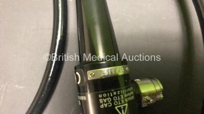 Olympus ENF-XP Pharyngoscope - Engineer's Report - Optical System - Over 40 Broken Fibers, Angulation - No Fault Found, Insertion Tube - Severely Crushed and Split, Light Transmission - Poor, Leak Check - Leak from Split *2511798* - 3