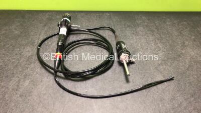 Olympus CHF Type P20 Flexible Chloedochoscope - Engineer's Report : Optical System - 1 Broken Fiber, Angulation - No Fault Found, Insertion Tube - Severely Kinked, Light Transmission - No Fault Found, Channels - No Fault Found, Leak Check - No Fault Found