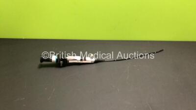 Olympus ENF-GP Nasopharyngoscope in Box - Engineer's Report : Optical System - 6 Broken Fibers, Angulation - No Fault Found, Insertion Tube - Kinked and Bad Twist Near Bending Section Where Leaking, Light Transmission - No Fault Found, Leak Check - Leak P - 2