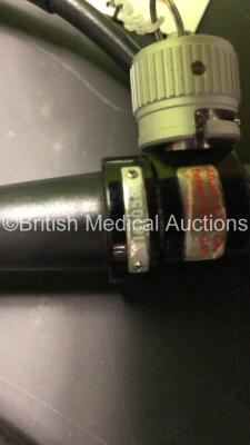 Olympus CYF-2 Cystoscope in Case - Engineer's Report : Optical System - Over 20 Broken Fibers and Bad Fluid Stain Present, Angulation - Not Reaching Specification, To Be Adjusted, Insertion Tube, No Fault Found, Light Transmission - No Fault Found, Channe - 4