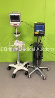 Mixed Lot Including 1 x Philips M3 Patient Monitor on Stand with 1 x Philips M3000A Module with ECG/Resp,SpO2,NBP and Press/Temp Options and 1 x Anetic Aid AET Electronic Tourniquet on Stand (Both Power Up) * SN DE94538623 / DE00835883 / 2304 *