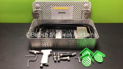 DeSoutter Podiatry Drill-Saw Set Including 1 x Multidrive Handpiece MPZ-450, Various Attachments and Hose in Metal Tray