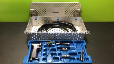 DeSoutter Podiatry Drill-Saw Set Including 1 x Multidrive Handpiece MPZ-400, Various Attachments and Hose in Metal Tray