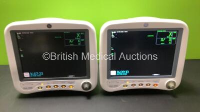 2 x GE Dash 4000 Patient Monitors with BP1, BP2, SPO2, Temp/CO, CO2, NBP and ECG Options (Both Power Up) *K3EH6800G - DSH05318104GA*