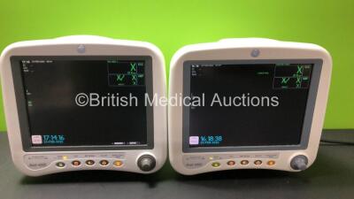 2 x GE Dash 4000 Patient Monitors with BP1, BP2, SPO2, Temp/CO, CO2, NBP and ECG Options (Both Power Up) *SD008419719GA - DSH05318151GA*