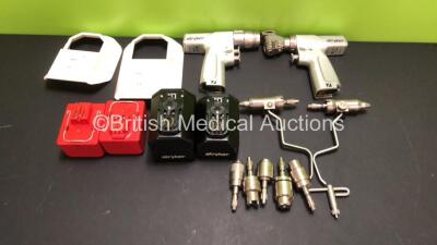 Stryker System 7 Drill Set Including 1 x Stryker System 7 7208-000-000 Sagittal Saw Handpiece, 1 x Stryker System 7 7205-000-000 Dual Trigger Rotary Handpiece, 1 x Stryker 6203-113-000 Hudson Attachment, 1 x Stryker 6203-110-000 AO Small Drill Attachment, - 3