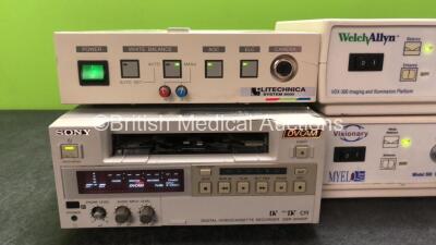 Mixed Lot Including 1 x Litechnica System 5000 Camera Unit (Powers Up) 1 x Sony DSR-20MDP Digital Video Cassette Recorder (Powers Up with Damage-See Photo) 1 x Welch Allyn VDX-300 Imaging and Illumination Platform (Powers Up) 1 x Visionary Model 500 Video - 2