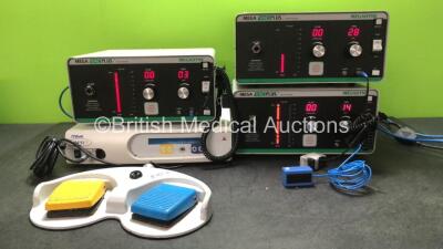 Mixed Lot Including 1 x Mitek VAPR 3 Electrosurgical Generator with 1 x Footswitch (No Power) 3 x Megadyne Mega VAC Plus Smoke Evacuator Unit (All Power Up)