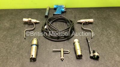 Stryker RemB Set Including 1 x Stryker RemB Universal Driver, 1 x Stryker 5100-004-000 Rem Handpiece TPS Cord, 1 x Stryker 4100-126-000 Pin Collect, 1 x Stryker 4100-062-000 Wire Collect, 1 x Stryker 6400-034-000 Electric Sagittal Saw, 1 x Stryker 4100-13