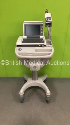 GE MAC 5500 ECG Machine on Stand with 1 x 10-Lead ECG Lead (Powers Up and Then Turns Off-Suspected Flat Battery)