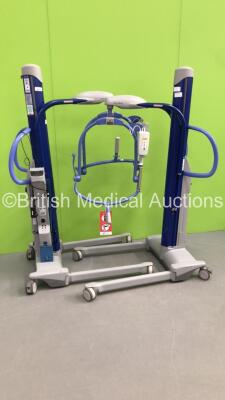 2 x Arjo Maxi Move Electric Patient Hoists with Controllers and Battery Charger (Both Power Up) - 2