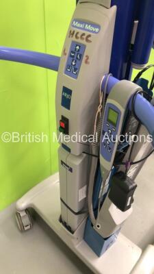 2 x Arjo Maxi Move Electric Patient Hoists with Controllers and Battery Charger (Both Power Up) - 4