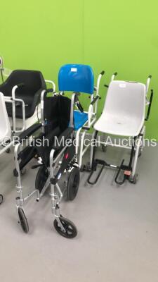 Mixed Lot Including 2 x Welch Allyn BP Meters on Stands * Missing 1 x Wheel *,1 x Weylux Seated Weighing Scales,2 x Marsden Seated Weighing Scales * 1 x Damaged Monitor *, 1 x SECA Seated Weighing Scales and 1 x Manual Wheelchair - 2