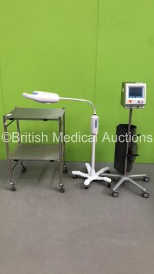 Mixed Lot Including 1 x Stainless Steel Trolley,1 x Welch Allyn Patient Examination Light and 1 x Anetic Aid AET Electronic Tourniquet on Stand