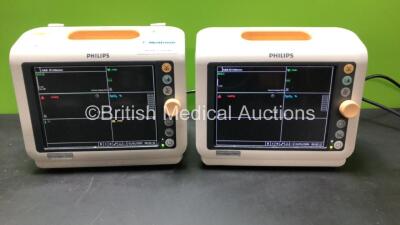 1 x Philips SureSigns VM6 and 1 x Philips SureSigns VM4 Patient Monitors (Both Power Up)