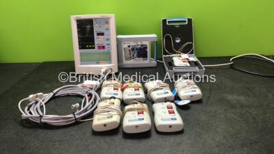 Mixed Lot Including 1 x Mindray Accutorr Plus Patient Monitor with 1 x Spo2 Finger Sensor and 1 x BP Hose (Powers Up) 9 x Viamed Microstim DB3 Suporamaximal Nerve Stimulators with 2 x Carry Case (All Untested Due to Missing Batteries)