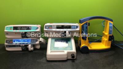 Mixed Lot Including 1 x Carefusion Alaris PK Pump (Powers Up with Failure and Damage-See Photo) 1 x Alaris Guardrail Plus Pump (Powers Up) 1 x Carefusion Alaris GH Pump (Powers Up) 1 x B & D Electromedical Nippy ST+ Ventilator (Powers Up) 1 x LSU Suction 