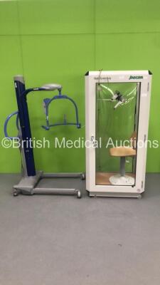 Mixed Lot Including 1 x Arjo Maxi Move Electric Patient Hoist with Controller (Unable to Test Due to No Battery) and 1 x Jaeger MasterScreen Body Box Booth