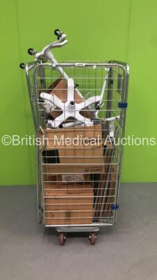 Cage of Assorted Patient Monitoring Brackets,Stands and Trims (Cage Not Included)