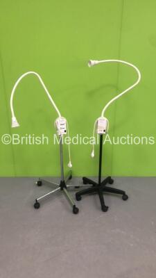 2 x Heine HL 1200 Patient Examination Lights on Stands (Both Unable to Test Due to No Bulbs) * Asset No FS0188016 / FS 0048351 *