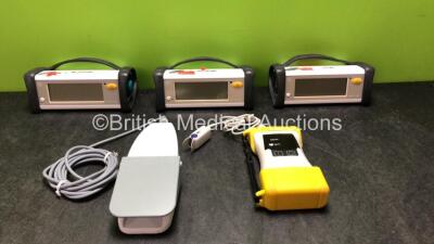 Mixed Lot Including 3 x GE Ohmeda TruSat Oximeters (All Untested Due to Missing Power Supplies) 1 x Nouvag AG Foot Control and 1 x Smiths Medical 3300MDD Pulse Oximeter (Untested Due to Possible Flat Batteries) *SN 9856F1901R, BB07110253, FCE08450001SA, F