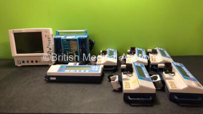 Mixed Lot Including 1 x Datex Ohmeda CardioCap 5 Patient Monitor Including ECG, NIBP, SpO2, P1, P2 and P1 Options *Spares and Repairs* 1 x Gemini PC-2 Pump and 6 x IVAC P6000 Pumps