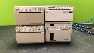 Job Lot of Printers Including 1 x Sony UP-895CE Video Graphic Printer, 1 x Sony UP-890CE Video Graphic Printer, 1 x Sony UP-X898MD Hybrid Graphic Printer and 1 x Mitsubishi P678 Video Copy Processor (All Power Up) *SN 70602, 100877, 37661, 7043000*