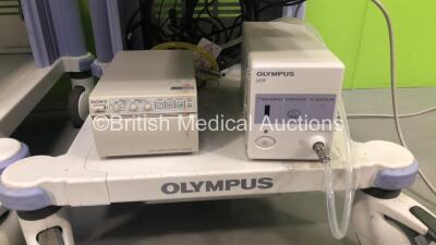 2 x Olympus Stack Trolley with Olympus OEV261H Monitor, Olympus ECS260 Connector Cable, Olympus MAJ-1154 Pigtail Connector, Olympus Evis Lucera CV-260SL Digital Processor, Olympus Evis Lucera CLV-260SL Light Source, Olympus EndoEcho EU-M200 Endoscopic Ul - 12