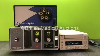 Mixed Lot Including 1 x BFW Maxillume 250-1 Fiber Optic Light Source (No Power) 1 x I.C Medical ICM-350D Smoke Evacuator Unit (Powers Up) 1 x Sony DV0-1000MD Recorder (Powers Up)