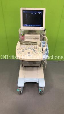 Hitachi EUB-7000 HVE Ultrasound Scanner with 2 x Transducers/Probes (1 x EUP-C715 * Mfd March 2009 * and 1 x EUP-V53W * Mfd March 2009 *) and Sony Video Graphic Printer UP-897MD (Powers Up) * SN KE13634802 * *IR367*