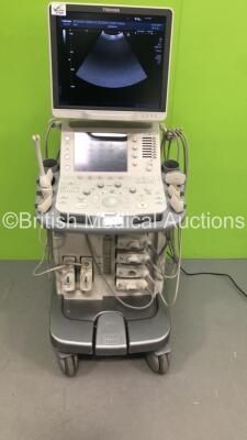 Toshiba Aplio 500 Flat Screen Ultrasound Scanner Model TUS-A500 Software Version AB_V3.00*ROO2 with 6 x Transducers/Probes (1 x PVT-375BT * Mfd July 2012 *,1 x PLT-805AT,1 x PVT-674BT * Mfd Nov 2008 *,1 x PVT-375BT * Mfd Aug 2018 *,1 x PLT-704SBT * Missin