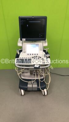 GE Logiq E9 Flat Screen Ultrasound Scanner Ref 5205000-7 Software Version R4 Software Revision 3.0 with 3 x Transducers/Probes (1 x ML6-15-D * Mfd Jan 2020 *,1 x C1-5-D * Mfd July 2014 * and 1 x L8-18i-D * Mfd Aug 2019 *) and Footswitch (Powers Up) * SN 