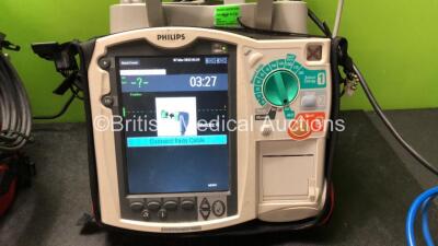 2 x Philips MRx Defibrillators Including Pacer, ECG, SpO2, NIBP and Printer Options with 2 x Philips M3539A Batteries, 2 x M3538A Batteries, 2 x Hard Paddles, 2 x Adult Electrodes *Exp 09/2022, 11/2022* 2 x 3 Lead ECG Leads and 2 x SpO2 Finger Sensors (Bo - 3