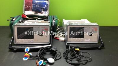 2 x Zoll E Series Defibrillators (Spares/Repairs) with 2 x ECG Leads, 1 x SpO2 Lead and 2 x BP Cuffs *AB06F011711 - AB09C010128*