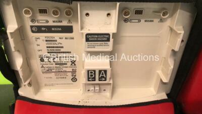 2 x Philips MRx Defibrillators Including Pacer, ECG, SpO2, NIBP and Printer Options with 1 x 3 Lead ECG Lead, 1 x SpO2 Finger Sensor, 1 x NIBP Hose, 1 x BP Cuff, 2 x Philips M3539A Batteries, 2 x M3538A Batteries, 2 x Hard Paddles, 2 x Printer Paper Reels - 10