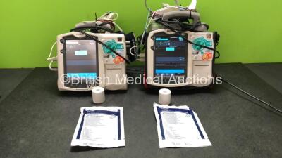 1 x Philips MRx Defibrillator Including Pacer, ECG and Printer Options, 1 x Philips MRx Defibrillator Including Pacer, ECG, SpO2, NIBP and Printer Options with 2 x 3 Lead ECG Leads, 1 x SpO2 Finger Sensor, 1 x NIBP Hose, 2 x BP Cuffs, 2 x Philips M3539A B