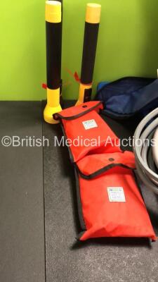 Mixed Lot Including 1 x Hartwell Evac U Splint Mattress, 1 x Mangar ELK Lifting Cushion, 3 x Torches and 2 x Safety Straps - 4