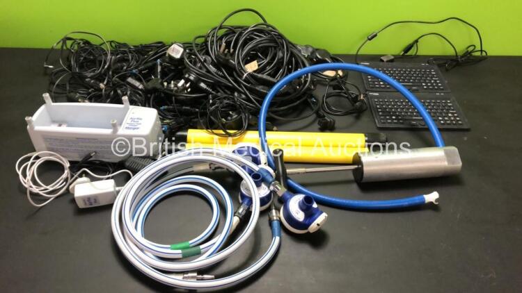 Job Lot Including 3 x Entonox Hoses, 1 x Hartwell Medical Pump, 1 x Airflo Plus Battery Pack Charger and AC/DC Power Leads