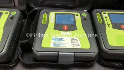 4 x Zoll AED Pro Defibrillators with 1 x Electrodes, 1 x 3 Lead ECG Lead and 4 x Batteries in Carry Case (All Power Up 2 with Damaged Screens-See Photos ) - 2