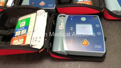 3 x Philips FR2+ Defibrillators in Carry Case (All Power Up and Pass Self Tests- Batteries Not Included) - 2